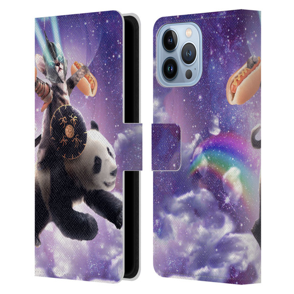 Random Galaxy Mixed Designs Warrior Cat Riding Panda Leather Book Wallet Case Cover For Apple iPhone 13 Pro Max