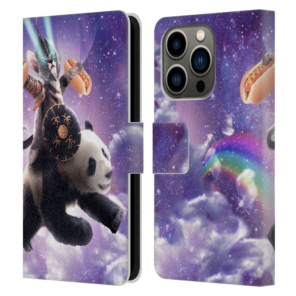 Random Galaxy Mixed Designs Warrior Cat Riding Panda Leather Book Wallet Case Cover For Apple iPhone 14 Pro