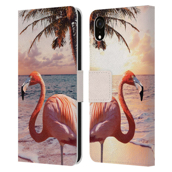 Random Galaxy Mixed Designs Flamingos & Palm Trees Leather Book Wallet Case Cover For Apple iPhone XR