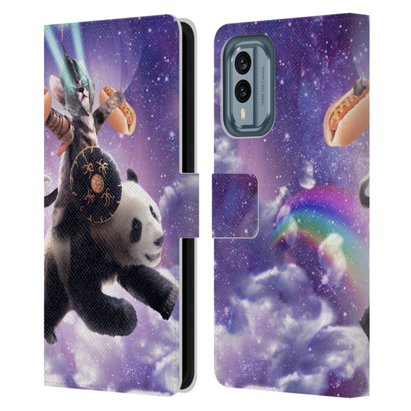 Random Galaxy Mixed Designs Warrior Cat Riding Panda Leather Book Wallet Case Cover For Nokia X30