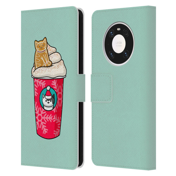 Beth Wilson Doodlecats Gingerbread Latte Leather Book Wallet Case Cover For Huawei Mate 40 Pro 5G