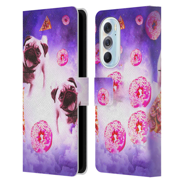 Random Galaxy Mixed Designs Pugs Pizza & Donut Leather Book Wallet Case Cover For Motorola Edge X30