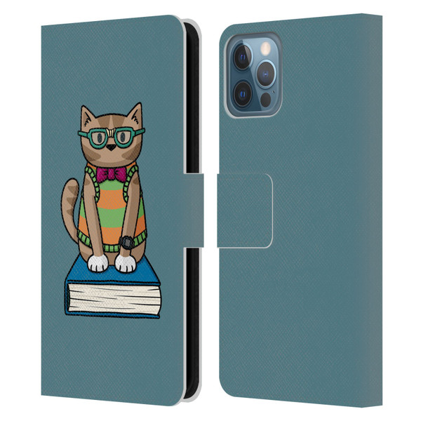 Beth Wilson Doodlecats Nerd Leather Book Wallet Case Cover For Apple iPhone 12 / iPhone 12 Pro