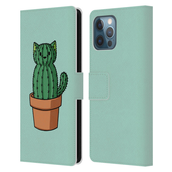 Beth Wilson Doodlecats Cactus Leather Book Wallet Case Cover For Apple iPhone 12 Pro Max