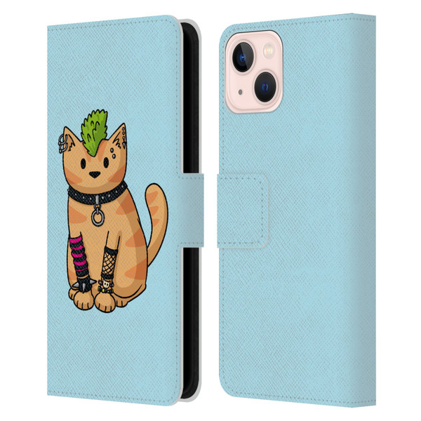 Beth Wilson Doodlecats Punk 2 Leather Book Wallet Case Cover For Apple iPhone 13