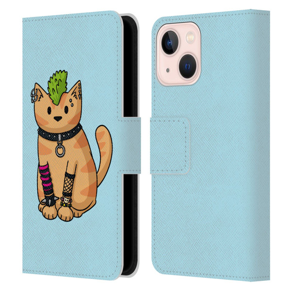 Beth Wilson Doodlecats Punk 2 Leather Book Wallet Case Cover For Apple iPhone 13 Mini