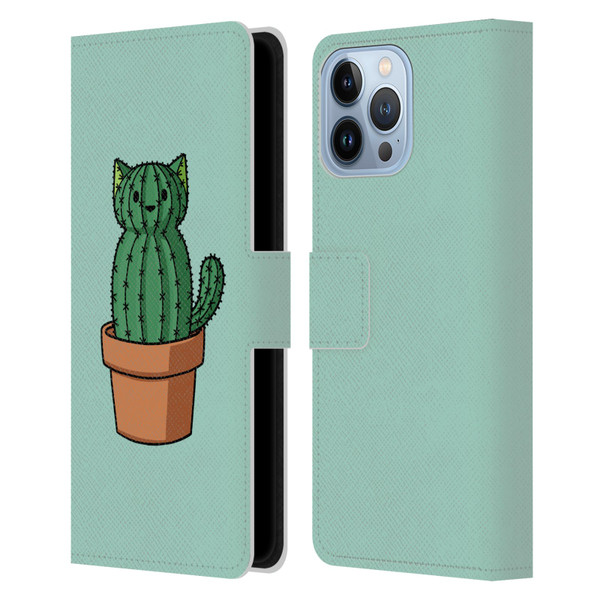 Beth Wilson Doodlecats Cactus Leather Book Wallet Case Cover For Apple iPhone 13 Pro Max