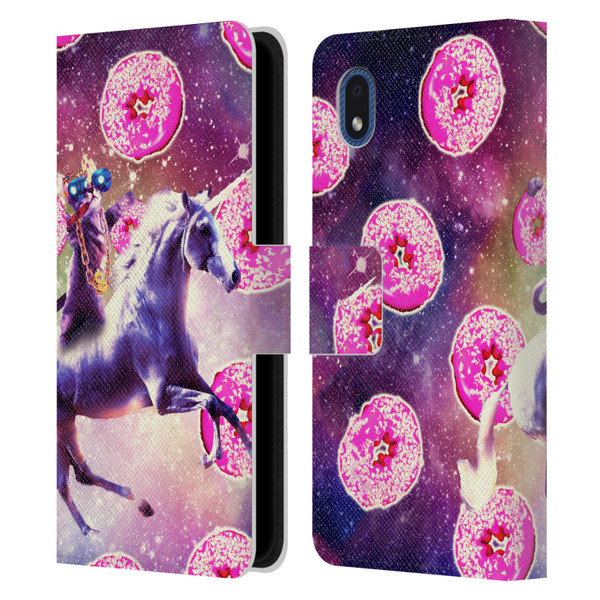 Random Galaxy Mixed Designs Thug Cat Riding Unicorn Leather Book Wallet Case Cover For Samsung Galaxy A01 Core (2020)