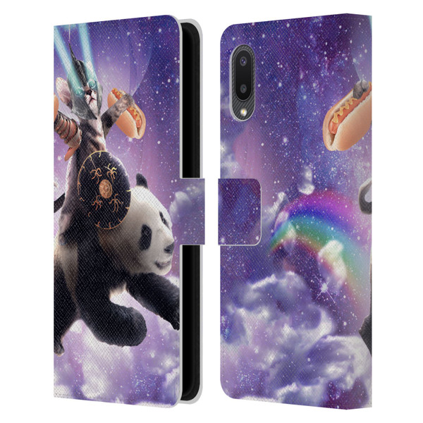 Random Galaxy Mixed Designs Warrior Cat Riding Panda Leather Book Wallet Case Cover For Samsung Galaxy A02/M02 (2021)