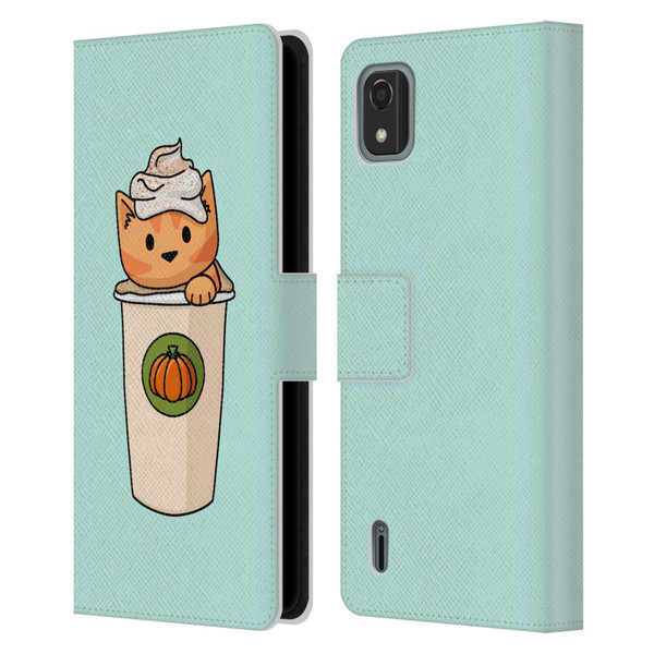 Beth Wilson Doodlecats Pumpkin Spice Latte Leather Book Wallet Case Cover For Nokia C2 2nd Edition