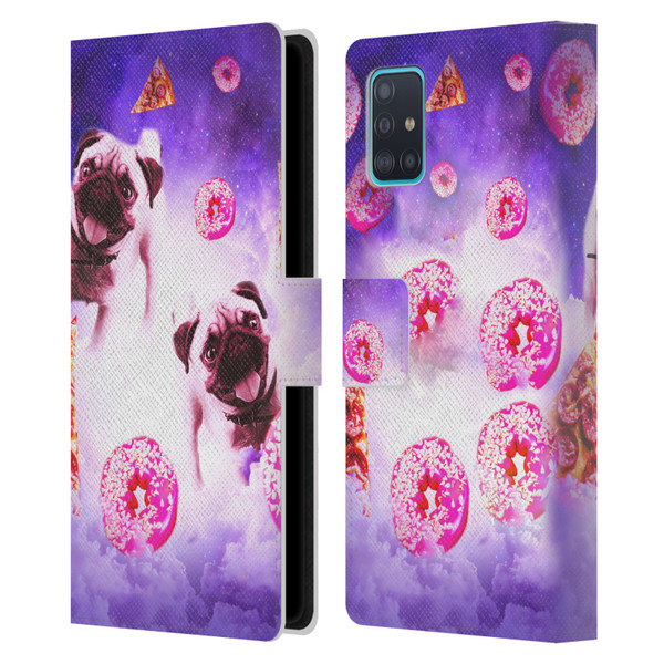 Random Galaxy Mixed Designs Pugs Pizza & Donut Leather Book Wallet Case Cover For Samsung Galaxy A51 (2019)