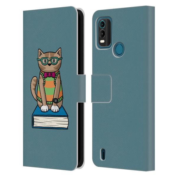Beth Wilson Doodlecats Nerd Leather Book Wallet Case Cover For Nokia G11 Plus