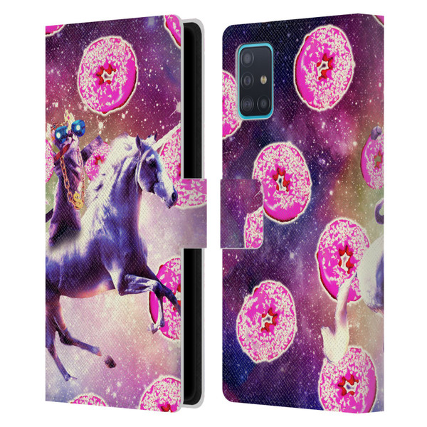 Random Galaxy Mixed Designs Thug Cat Riding Unicorn Leather Book Wallet Case Cover For Samsung Galaxy A51 (2019)