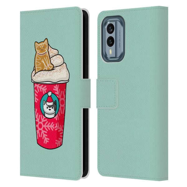 Beth Wilson Doodlecats Gingerbread Latte Leather Book Wallet Case Cover For Nokia X30