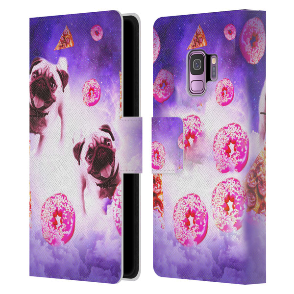 Random Galaxy Mixed Designs Pugs Pizza & Donut Leather Book Wallet Case Cover For Samsung Galaxy S9