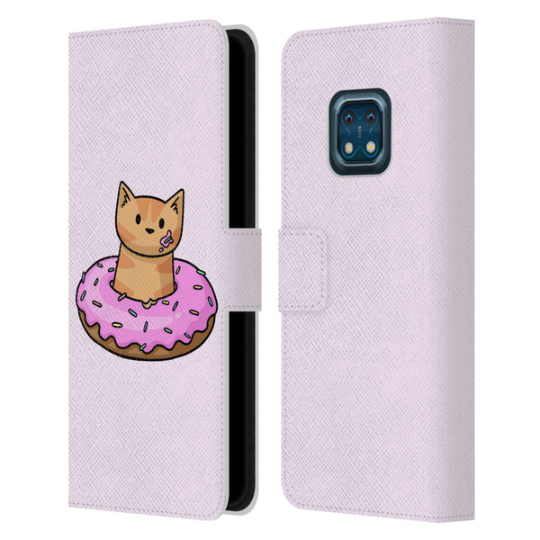 Beth Wilson Doodlecats Donut Leather Book Wallet Case Cover For Nokia XR20