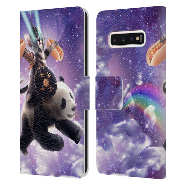 Random Galaxy Mixed Designs Warrior Cat Riding Panda Leather Book Wallet Case Cover For Samsung Galaxy S10