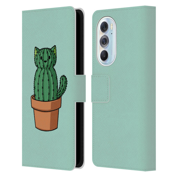 Beth Wilson Doodlecats Cactus Leather Book Wallet Case Cover For Motorola Edge X30