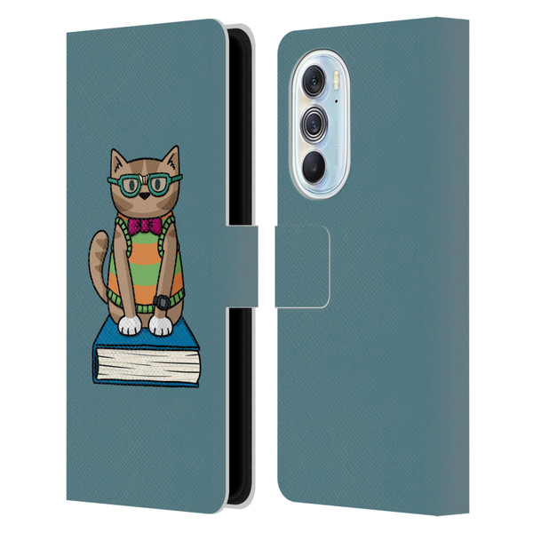Beth Wilson Doodlecats Nerd Leather Book Wallet Case Cover For Motorola Edge X30