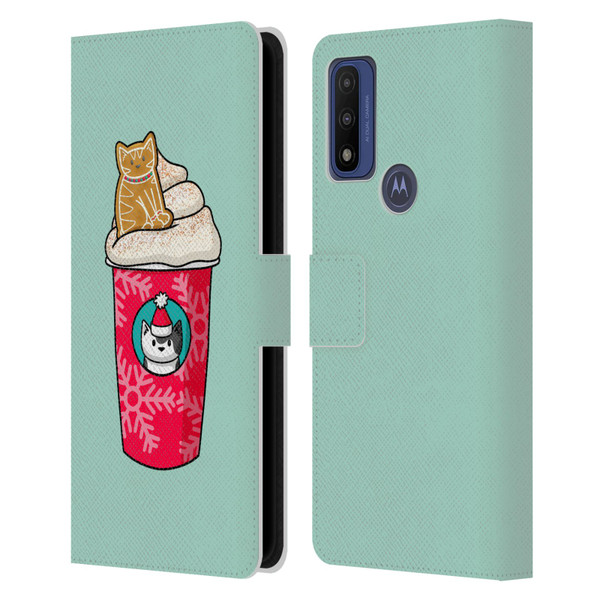 Beth Wilson Doodlecats Gingerbread Latte Leather Book Wallet Case Cover For Motorola G Pure