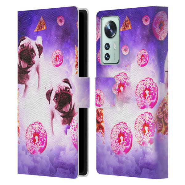 Random Galaxy Mixed Designs Pugs Pizza & Donut Leather Book Wallet Case Cover For Xiaomi 12