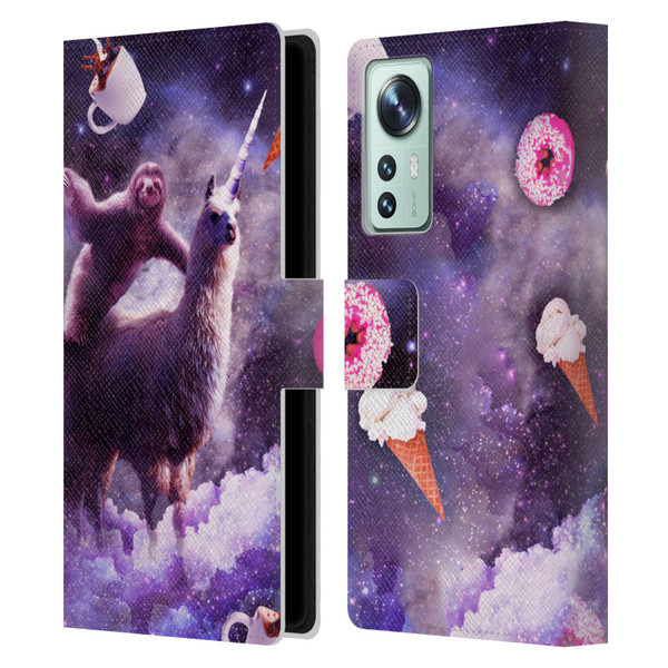 Random Galaxy Mixed Designs Sloth Riding Unicorn Leather Book Wallet Case Cover For Xiaomi 12