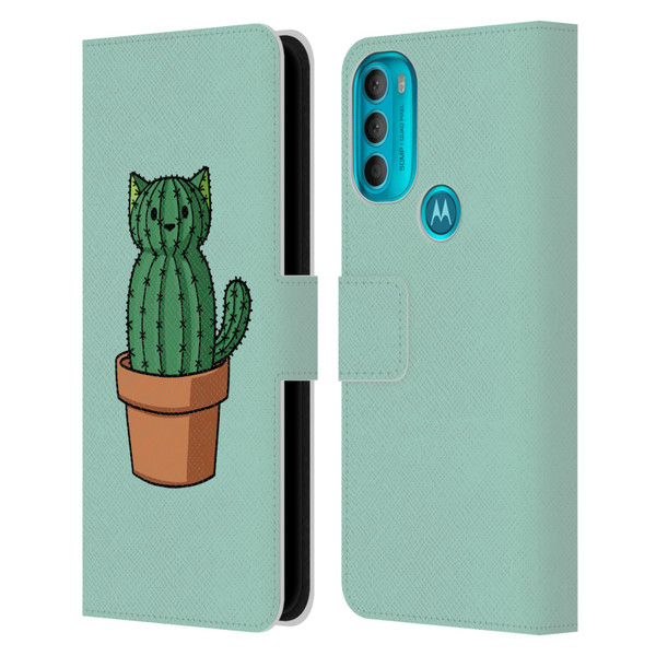 Beth Wilson Doodlecats Cactus Leather Book Wallet Case Cover For Motorola Moto G71 5G