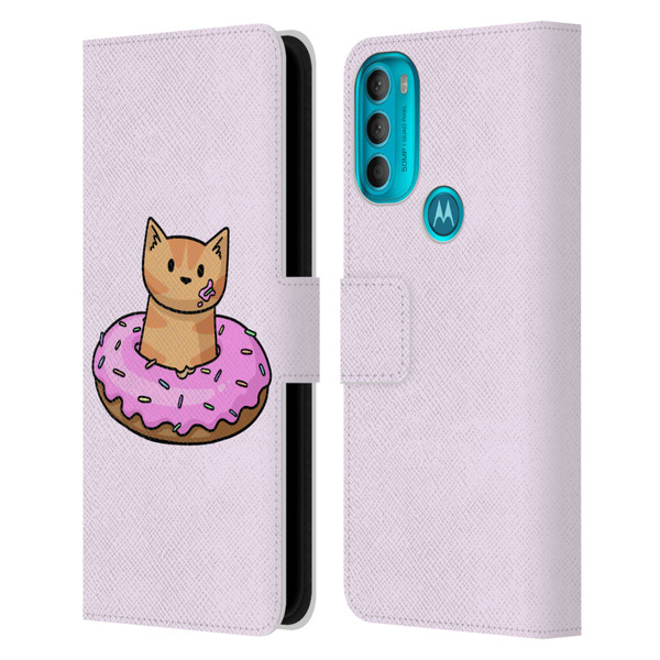 Beth Wilson Doodlecats Donut Leather Book Wallet Case Cover For Motorola Moto G71 5G