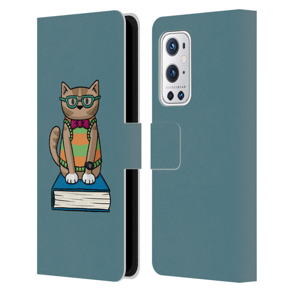 Beth Wilson Doodlecats Nerd Leather Book Wallet Case Cover For OnePlus 9 Pro