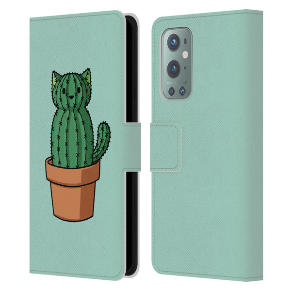 Beth Wilson Doodlecats Cactus Leather Book Wallet Case Cover For OnePlus 9