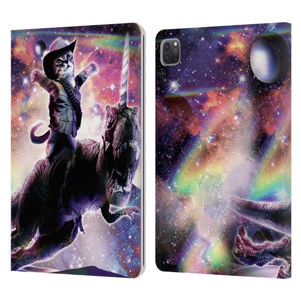 Random Galaxy Space Cat Dinosaur Unicorn Leather Book Wallet Case Cover For Apple iPad Pro 11 2020 / 2021 / 2022