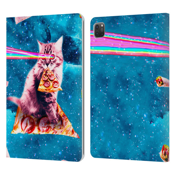 Random Galaxy Space Cat Lazer Eye & Pizza Leather Book Wallet Case Cover For Apple iPad Pro 11 2020 / 2021 / 2022