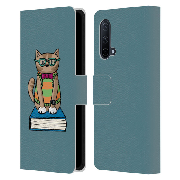 Beth Wilson Doodlecats Nerd Leather Book Wallet Case Cover For OnePlus Nord CE 5G