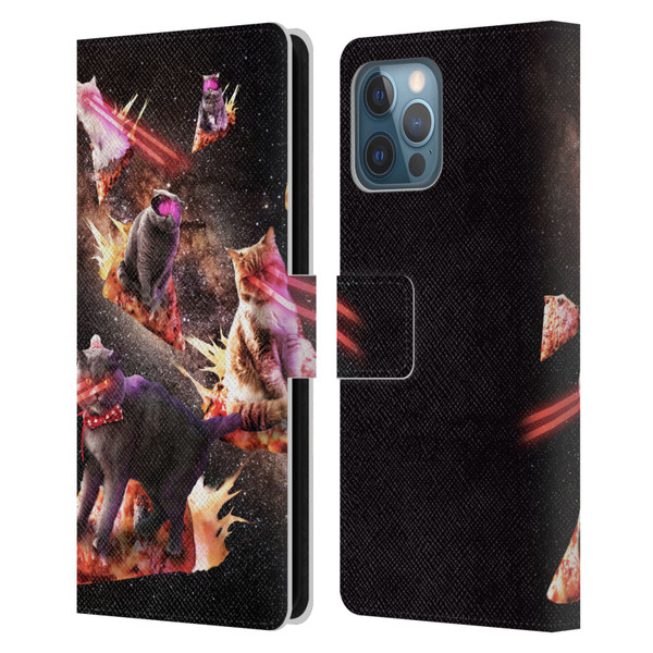 Random Galaxy Space Cat Fire Pizza Leather Book Wallet Case Cover For Apple iPhone 12 Pro Max