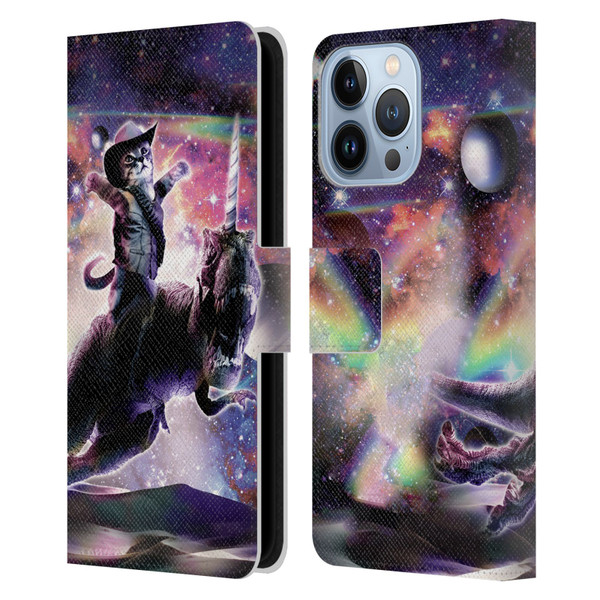 Random Galaxy Space Cat Dinosaur Unicorn Leather Book Wallet Case Cover For Apple iPhone 13 Pro