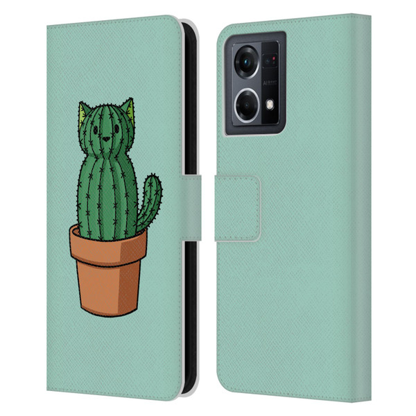 Beth Wilson Doodlecats Cactus Leather Book Wallet Case Cover For OPPO Reno8 4G