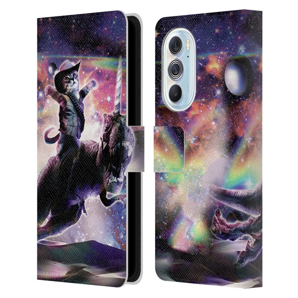 Random Galaxy Space Cat Dinosaur Unicorn Leather Book Wallet Case Cover For Motorola Edge X30