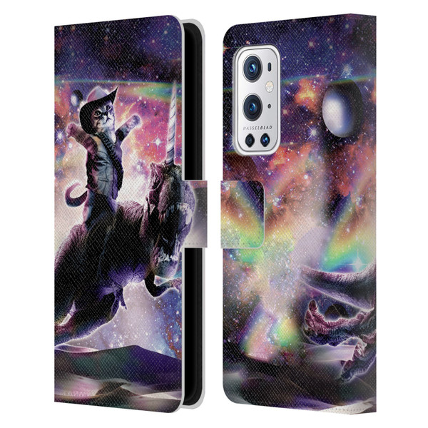 Random Galaxy Space Cat Dinosaur Unicorn Leather Book Wallet Case Cover For OnePlus 9 Pro