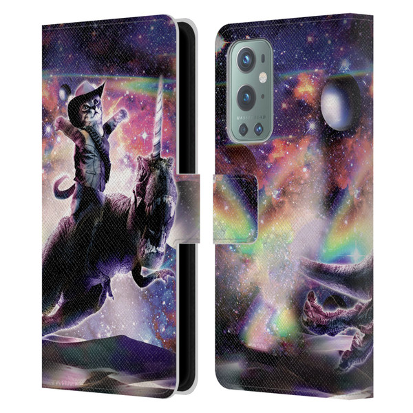 Random Galaxy Space Cat Dinosaur Unicorn Leather Book Wallet Case Cover For OnePlus 9