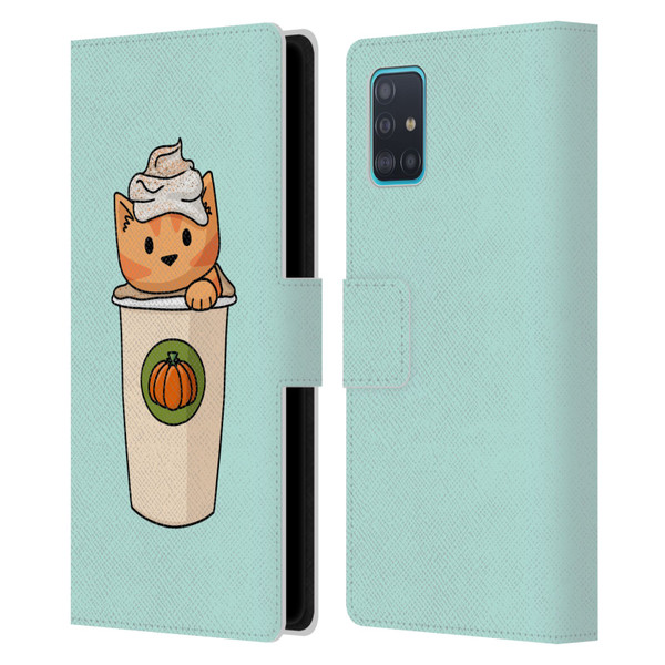 Beth Wilson Doodlecats Pumpkin Spice Latte Leather Book Wallet Case Cover For Samsung Galaxy A51 (2019)
