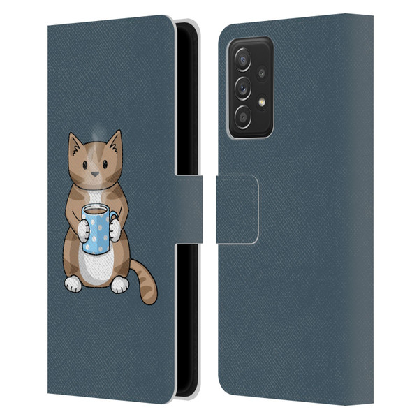 Beth Wilson Doodlecats Coffee Drinking Leather Book Wallet Case Cover For Samsung Galaxy A53 5G (2022)