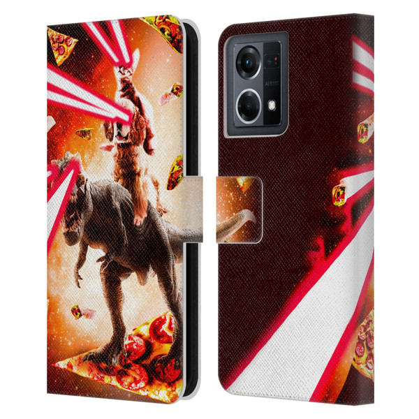 Random Galaxy Space Cat Dinosaur & Dog Lazer Eye Leather Book Wallet Case Cover For OPPO Reno8 4G