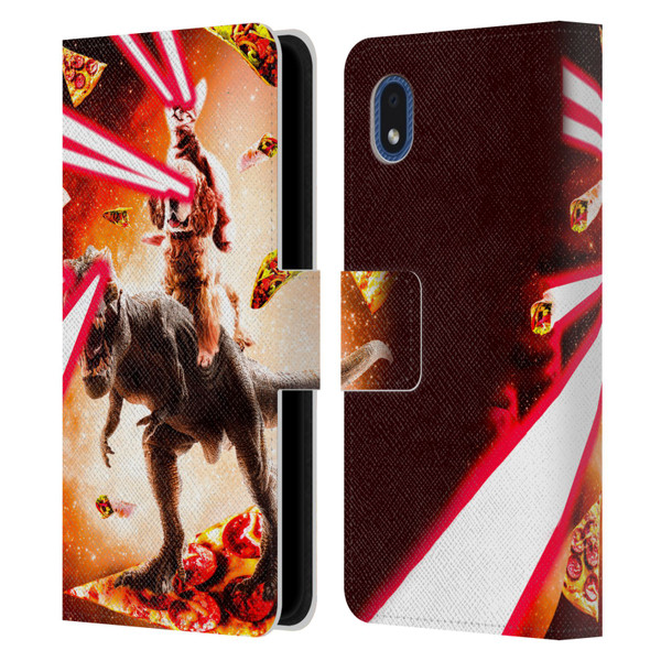 Random Galaxy Space Cat Dinosaur & Dog Lazer Eye Leather Book Wallet Case Cover For Samsung Galaxy A01 Core (2020)