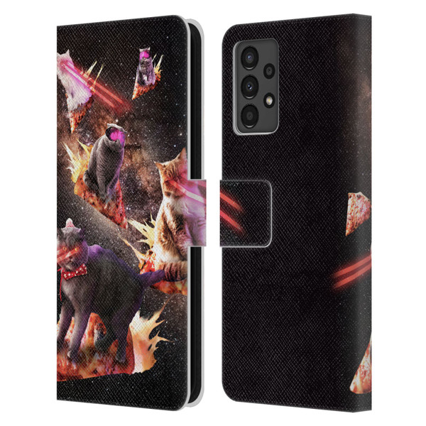 Random Galaxy Space Cat Fire Pizza Leather Book Wallet Case Cover For Samsung Galaxy A13 (2022)