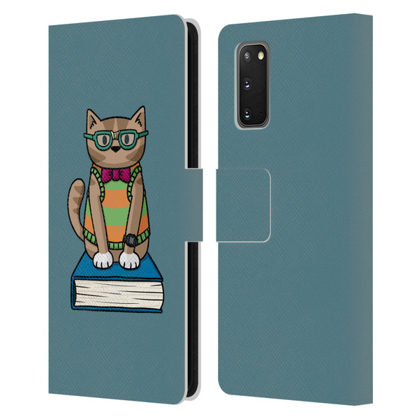 Beth Wilson Doodlecats Nerd Leather Book Wallet Case Cover For Samsung Galaxy S20 / S20 5G