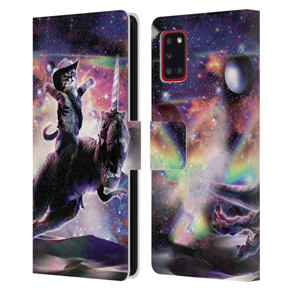 Random Galaxy Space Cat Dinosaur Unicorn Leather Book Wallet Case Cover For Samsung Galaxy A31 (2020)
