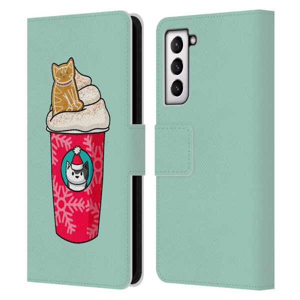 Beth Wilson Doodlecats Gingerbread Latte Leather Book Wallet Case Cover For Samsung Galaxy S21 5G