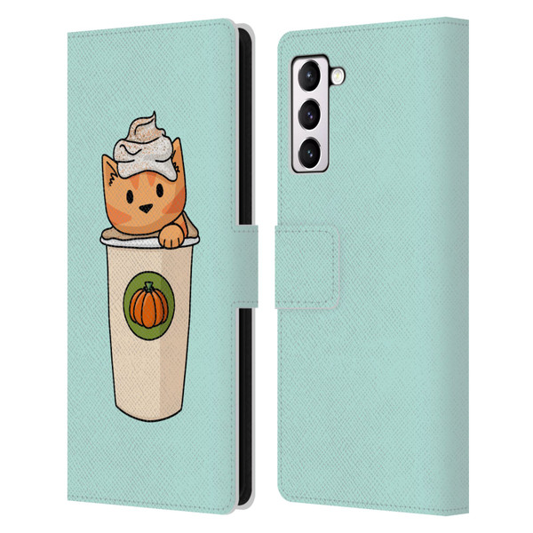 Beth Wilson Doodlecats Pumpkin Spice Latte Leather Book Wallet Case Cover For Samsung Galaxy S21+ 5G