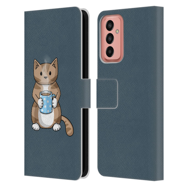 Beth Wilson Doodlecats Coffee Drinking Leather Book Wallet Case Cover For Samsung Galaxy M13 (2022)