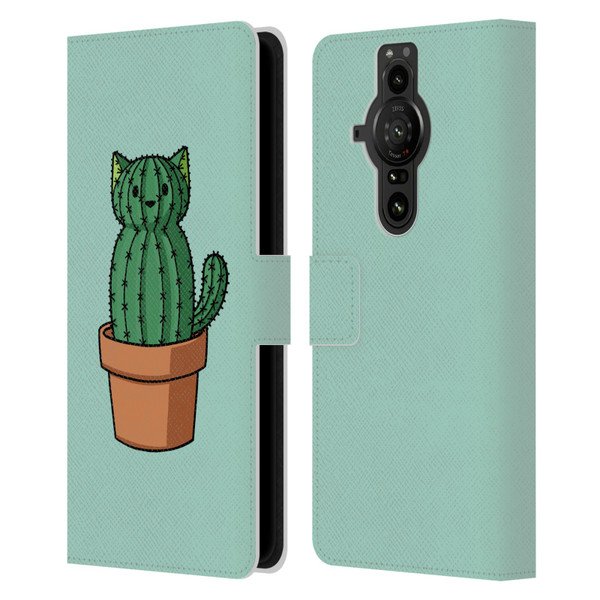 Beth Wilson Doodlecats Cactus Leather Book Wallet Case Cover For Sony Xperia Pro-I